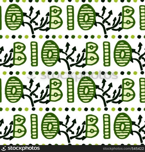Bio green lettering pattern. Eco seamless background.Organic natural backdrop.Hand drawn texture. Farm, healthy product decor.. Bio green lettering pattern. Eco seamless background.Organic natural backdrop.Hand drawn texture. Farm, healthy product decor