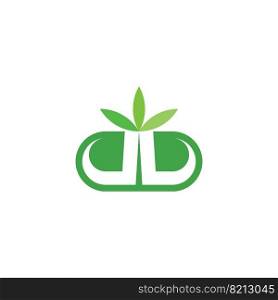 bio herbal pill capsule organic logo icon vector