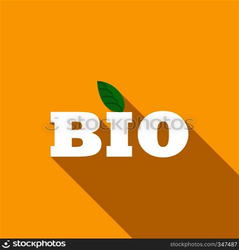 Bio icon in flat style with long shadow. Bio icon, flat style
