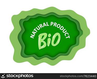 Bio natural product, organic food and supplies vector, isolated green logotype, foliage vegetal elements, apple and plants with leaves natural meal and ingredients. Flat cartoon. Natural Food Logotypes with Plant Leaves Flora