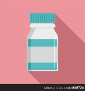 Bio pill jar icon. Flat illustration of bio pill jar vector icon for web design. Bio pill jar icon, flat style