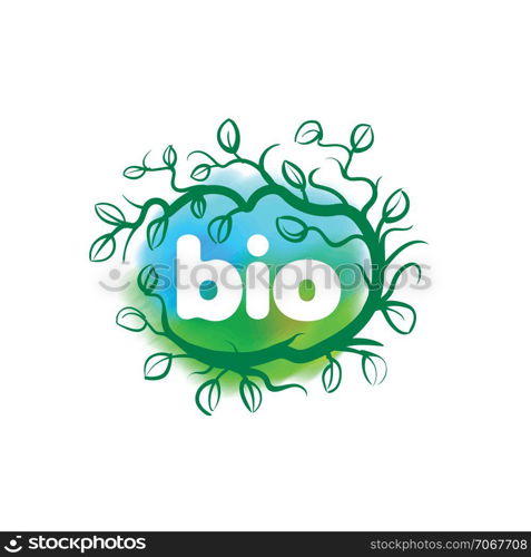 Bio sign in the form of leaves and grass. Vector illustration on white background... Bio sign in the form of leaves and grass. Vector illustration on white background.