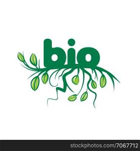 Bio sign in the form of leaves and grass. Vector illustration on white background... Bio sign in the form of leaves and grass. Vector illustration on white background.