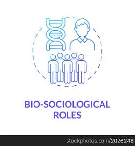 Bio sociological roles blue gradient concept icon. Community position type. Social participation. Human in nature system abstract idea thin line illustration. Vector isolated outline color drawing. Bio sociological roles blue gradient concept icon
