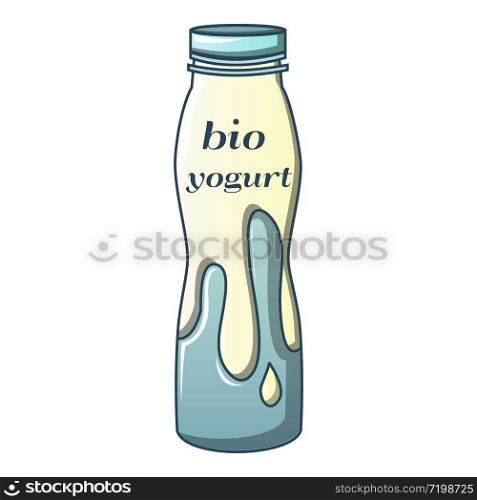 Bio yogurt bottle icon. Cartoon of bio yogurt bottle vector icon for web design isolated on white background. Bio yogurt bottle icon, cartoon style