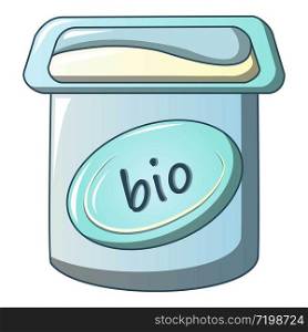 Bio yogurt icon. Cartoon of bio yogurt vector icon for web design isolated on white background. Bio yogurt icon, cartoon style