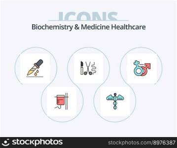 Biochemistry And Medicine Healthcare Line Filled Icon Pack 5 Icon Design. madical . hospital. adn. doctor. medical