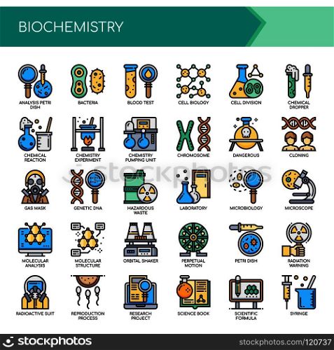 Biochemistry Elements , Thin Line and Pixel Perfect Icons