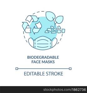 Biodegradable medical masks concept icon. Environmentally friendly disposable face masks abstract idea thin line illustration. Vector isolated outline color drawing. Editable stroke. Biodegradable medical masks concept icon