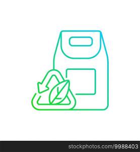 Biodegradable packaging gradient linear vector icon. Eco friendly. Ecology movement. Using recycacble matherials. Thin line color symbols. Modern style pictogram. Vector isolated outline drawing. Biodegradable packaging gradient linear vector icon