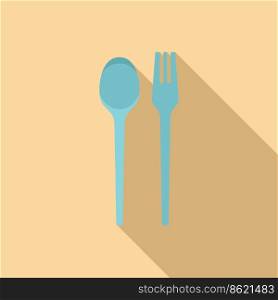 Biodegradable plastic food tools icon flat vector. Water ecology. Eco recycle. Biodegradable plastic food tools icon flat vector. Water ecology