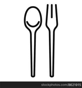 Biodegradable plastic food tools icon outline vector. Water ecology. Eco recycle. Biodegradable plastic food tools icon outline vector. Water ecology