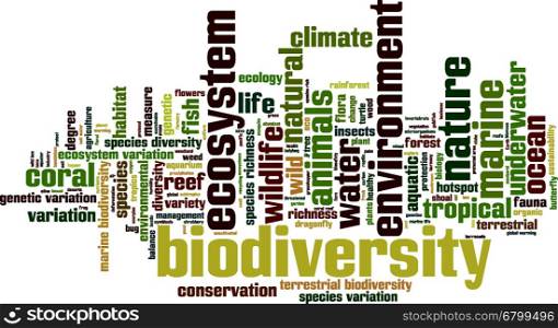 Biodiversity word cloud concept. Vector illustration