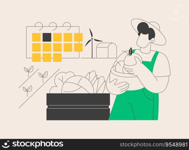 Biodynamic farming abstract concept vector illustration. Organic agriculture, soil fertility, plant growth, livestock care, sowing and planting calendar, seed production abstract metaphor.. Biodynamic farming abstract concept vector illustration.