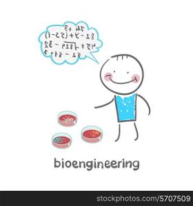 bioengineer . Fun cartoon style illustration. The situation of life.
