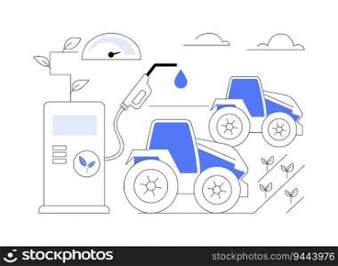 Biofuel abstract concept vector illustration. Agricultural tractors charging with renewable fuels, ecological environment, sustainable energy, eco-friendly filling station abstract metaphor.. Biofuel abstract concept vector illustration.