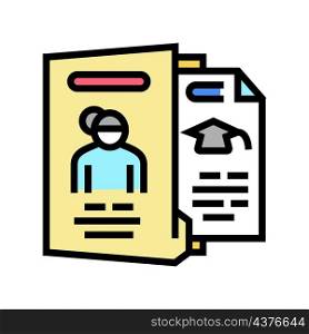 biography check and verification of candidates color icon vector. biography check and verification of candidates sign. isolated symbol illustration. biography check and verification of candidates color icon vector illustration