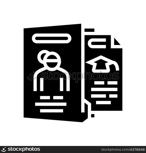 biography check and verification of candidates glyph icon vector. biography check and verification of candidates sign. isolated contour symbol black illustration. biography check and verification of candidates glyph icon vector illustration