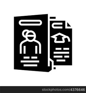 biography check and verification of candidates glyph icon vector. biography check and verification of candidates sign. isolated contour symbol black illustration. biography check and verification of candidates glyph icon vector illustration