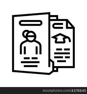 biography check and verification of candidates line icon vector. biography check and verification of candidates sign. isolated contour symbol black illustration. biography check and verification of candidates line icon vector illustration