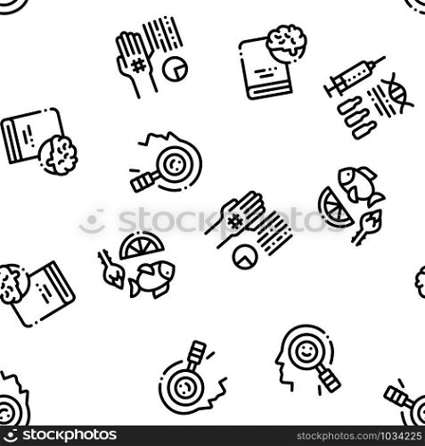 Biohacking Seamless Patternt Vector Thin Line. Contour Illustrations. Biohacking Seamless Pattern Vector