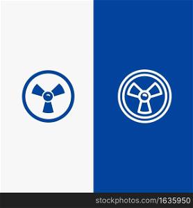 Biohazard, Chemist, Science Line and Glyph Solid icon Blue banner Line and Glyph Solid icon Blue banner