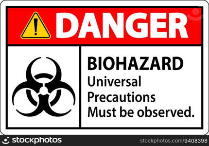 Biohazard Danger Label Biohazard Universal Precautions Must Be Observed
