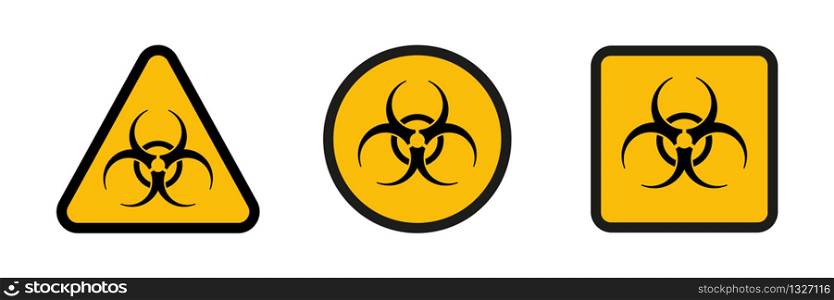 Biohazard danger vector isolated icons. Hazard sign or symbol. Attention signs biohazard. EPS 10