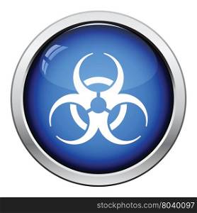 Biohazard icon. Glossy button design. Vector illustration.