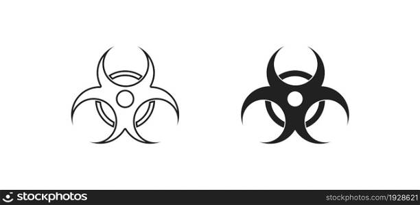 Biohazard isolated symbol. Hazard line icon set, bio danger sign, toxic concept in vector flat style.