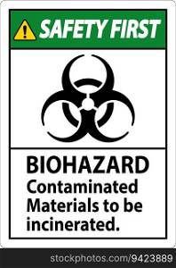 Biohazard Safety First Label Biohazard Contaminated Materials To Be Incinerated