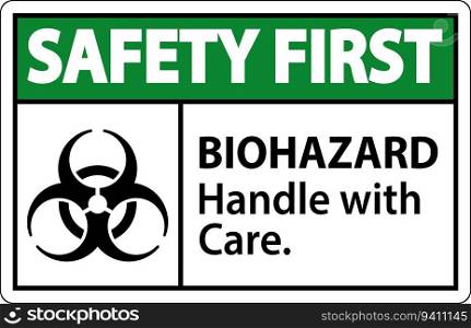 Biohazard Safety First Label Biohazard, Handle With Care