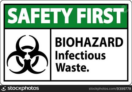 Biohazard Safety First Label Biohazard Infectious Waste