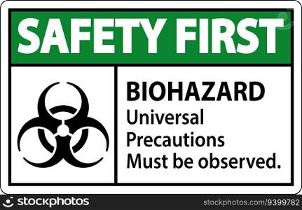 Biohazard Safety First Label Biohazard Universal Precautions Must Be Observed