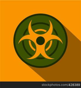 Biohazard symbol icon. Flat illustration of biohazard symbol vector icon for web isolated on yellow background. Biohazard symbol icon, flat style