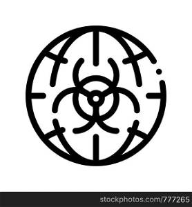 Biohazard Symbol Problem Vector Thin Line Icon. Earth Planet Environmental Problem, Industrial Pollution Linear Pictogram. Greenhouse Effect, Global Warming, Climate Change Contour Illustration. Biohazard Symbol Problem Vector Thin Line Icon