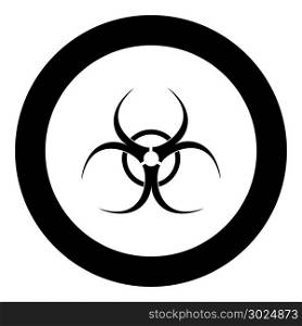 Biological danger icon black color in circle vector illustration isolated
