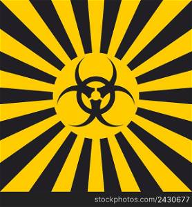Biological hazard sign dangerous pop art style, vector sign Ionizing Biological yellow and black rays, glow, Hazard symbol warning
