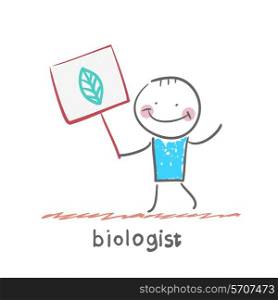 biologist. Fun cartoon style illustration. The situation of life.