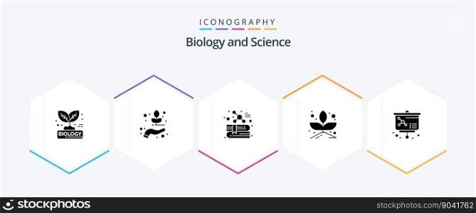 Biology 25 Glyph icon pack including atom. sprout. biology. plant. molecule