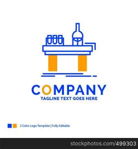Biology, chemistry, lab, laboratory, production Blue Yellow Business Logo template. Creative Design Template Place for Tagline.