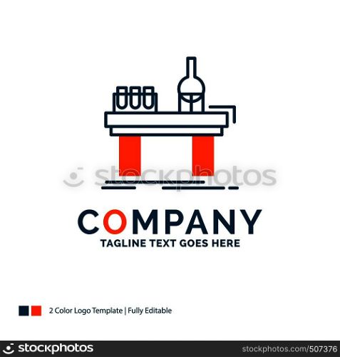 Biology, chemistry, lab, laboratory, production Logo Design. Blue and Orange Brand Name Design. Place for Tagline. Business Logo template.