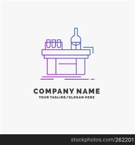 Biology, chemistry, lab, laboratory, production Purple Business Logo Template. Place for Tagline