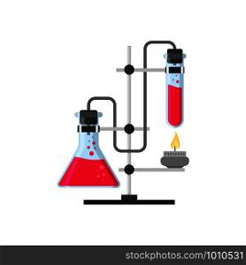 biology chemists scientists equipment in flat, vector illustration. chemists scientists equipment in flat, vector illustration