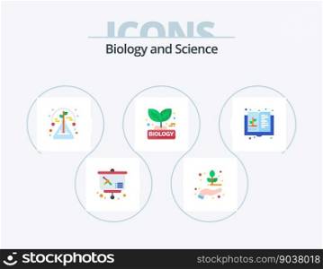 Biology Flat Icon Pack 5 Icon Design. education. plant. science. nature. biology