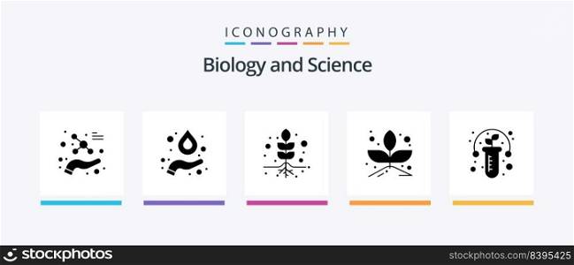 Biology Glyph 5 Icon Pack Including . test. root. plant. sprout. Creative Icons Design
