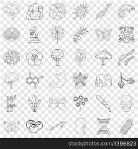 Biology icons set. Outline style of 36 biology vector icons for web for any design. Biology icons set, outline style