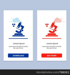 Biology, Microscope, Science Blue and Red Download and Buy Now web Widget Card Template