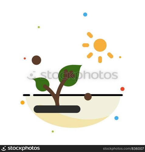 Biology, Plant, Science, Sun Abstract Flat Color Icon Template