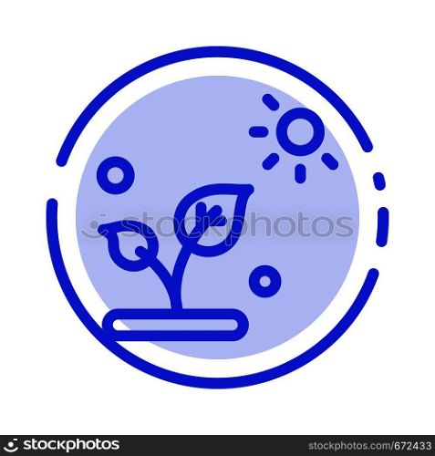 Biology, Plant, Science, Sun Blue Dotted Line Line Icon